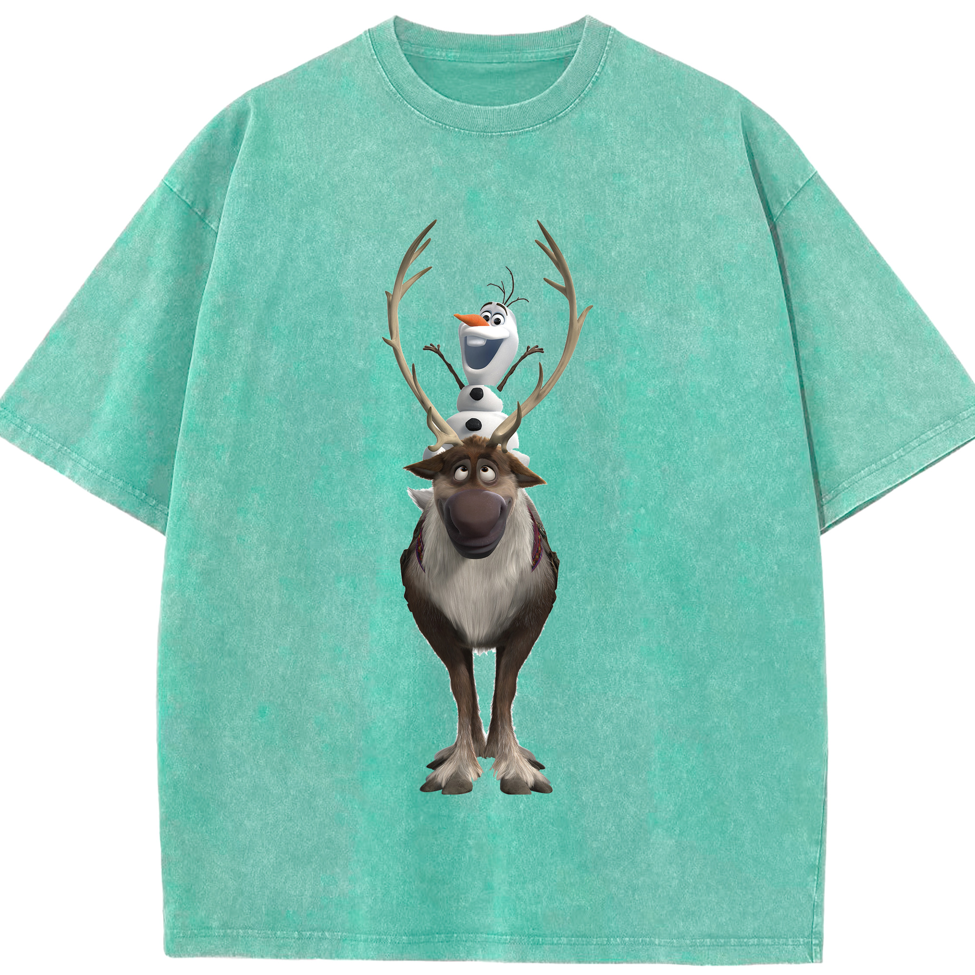 （画像用） アナと雪の女王 アンナ エルサ Frozen Anna Elsa 綿100% ヴィンテージ風 半袖Tシャツ（フロントプリント）